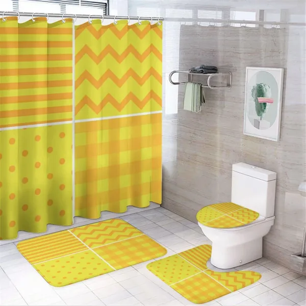 Retro Patterns Zigzag on a shower curtain