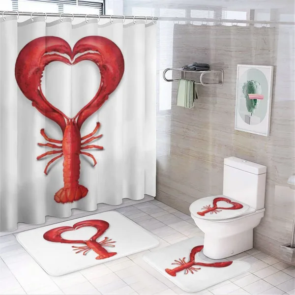 Seafood Lobster Heart on a shower curtain