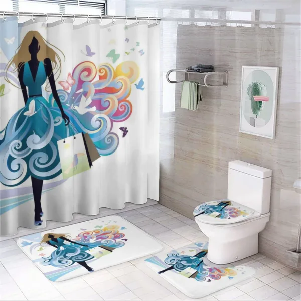 Shopping Woman Art on a shower curtain