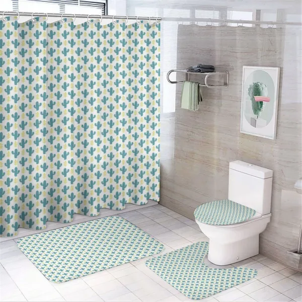 Simplistic Exotic Cacti Leaf on a shower curtain