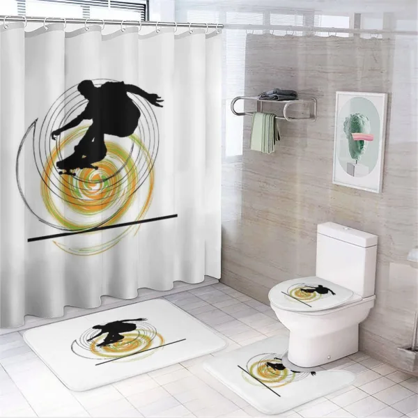 Skater Man Spiral Circles on a shower curtain