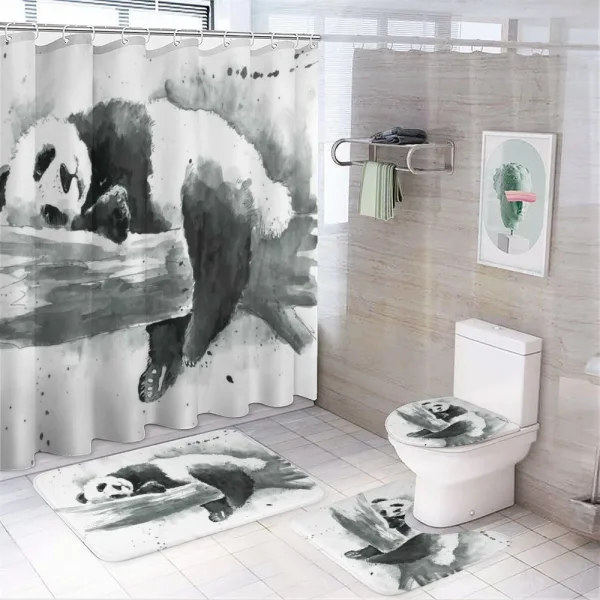 Sleeping Panda on a shower curtain