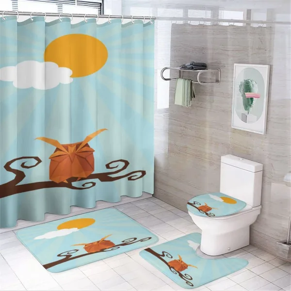 Sleepy Bird Sunburst on a shower curtain