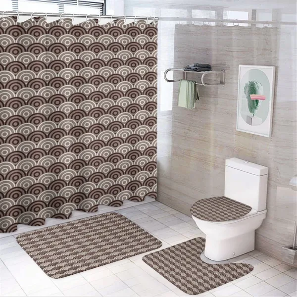 Spiral Circles Grid on a shower curtain