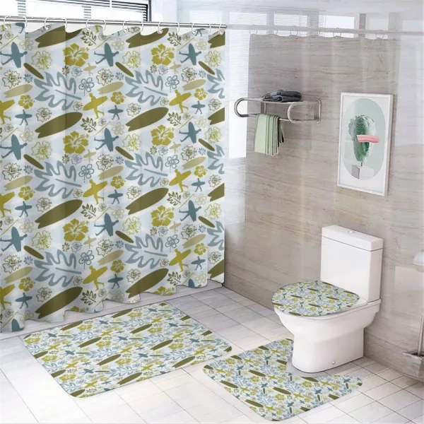 Summer Surfers and Plants on a shower curtain