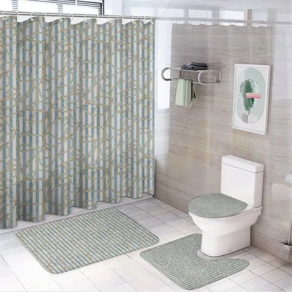Swirling Ropes on Stripes on a shower curtain