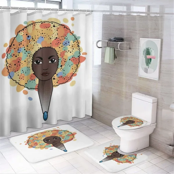 Woman with Luxuriant Hair on a shower curtain