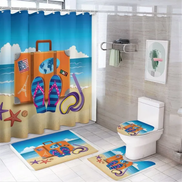 3D Travel Suitcase on a shower curtain