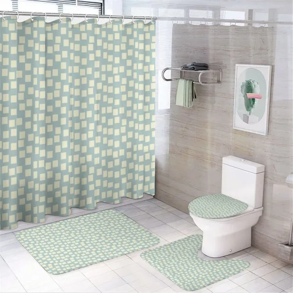 Big Small Squares Tile on a shower curtain