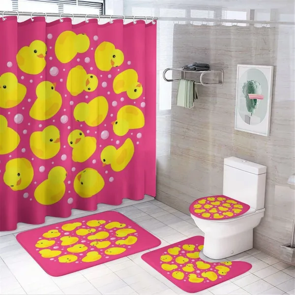 Bubbles Hot Pink on a shower curtain