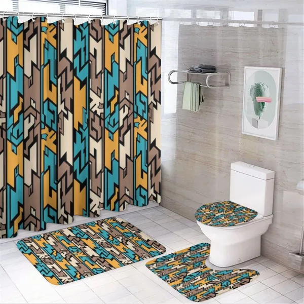 Cartoon Style Mosaic on a shower curtain