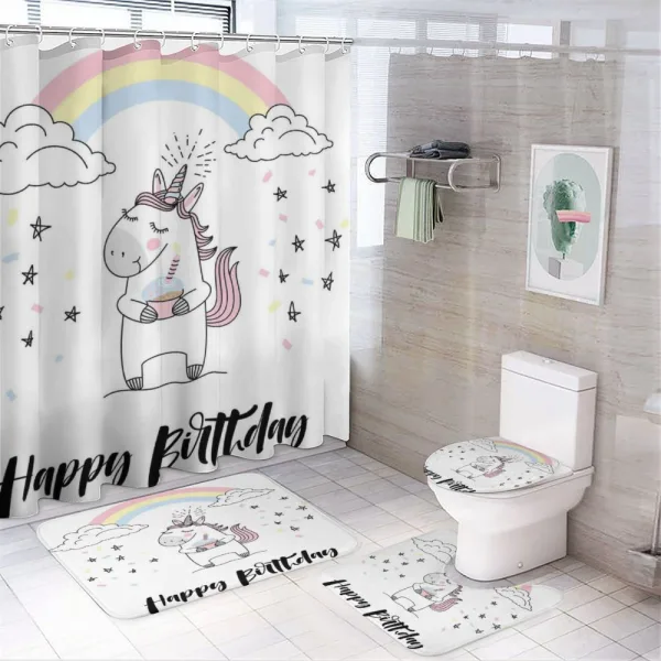 Cheerful Birthday on a shower curtain