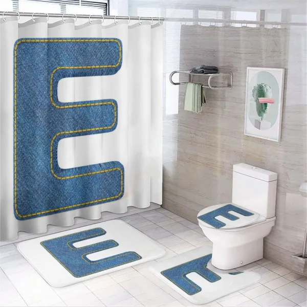 Denim Blue Jeans E on a shower curtain