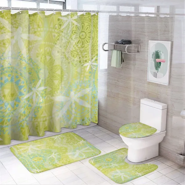 Dragonfly over Mandala on a shower curtain