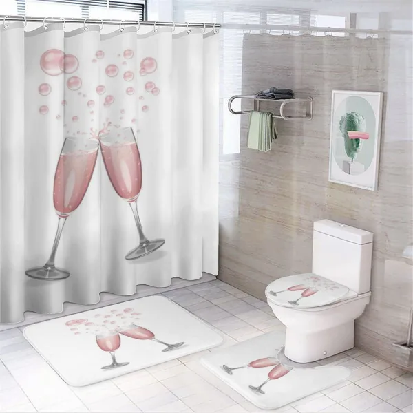 Glasses with Blush Drink on a shower curtain