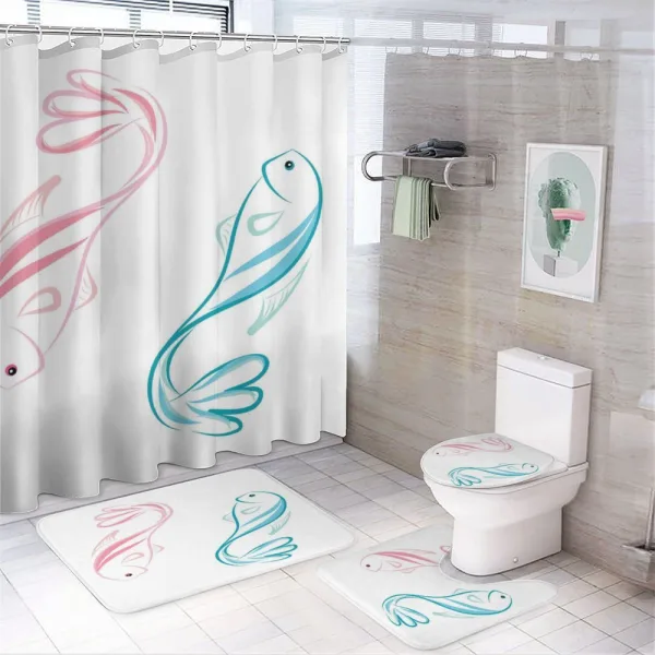 Male and Female Tuna Fish on a shower curtain