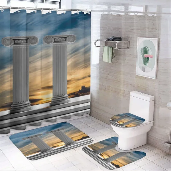 Marble Pillars on a shower curtain