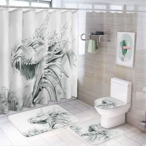 Medieval Myth Sketch on a shower curtain