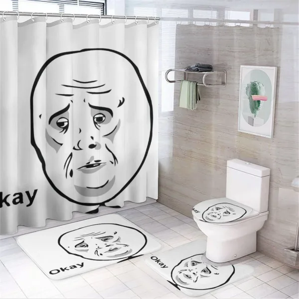 Okay Guy Internet Meme on a shower curtain