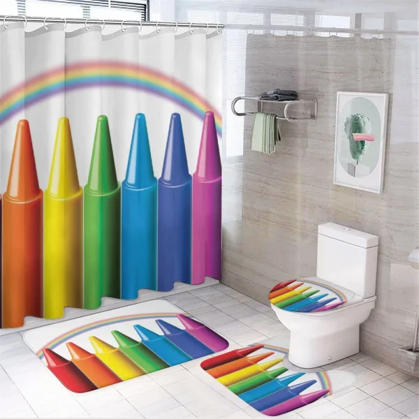 Painting Craft and Rainbow on a shower curtain