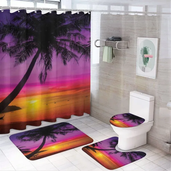 Palm Shadow at Sunset on a shower curtain