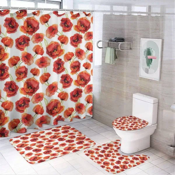 Poppies Garden Floral on a shower curtain