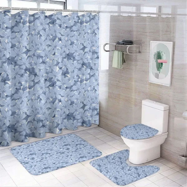 Retro Plumbago Blossoms on a shower curtain
