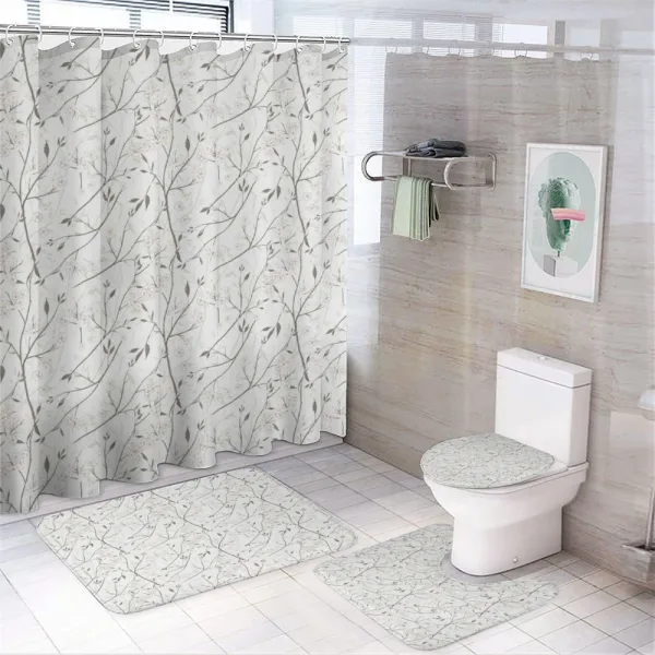 Rustic White Buds on a shower curtain