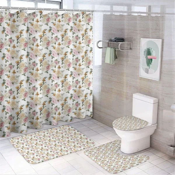Shabby Plant Design Roses on a shower curtain