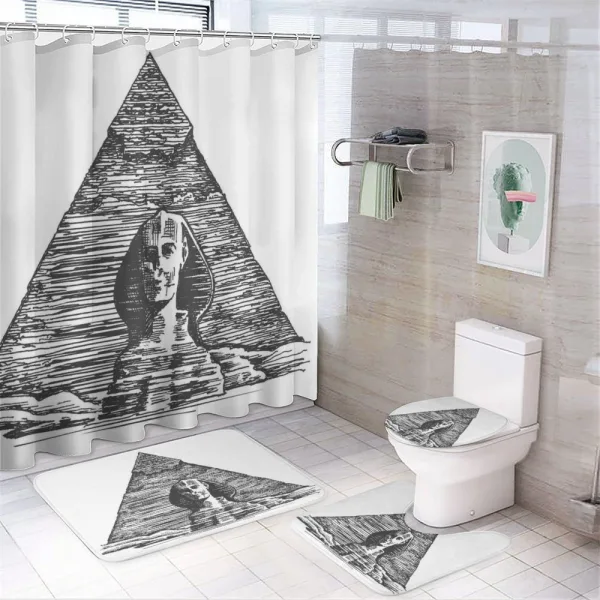 Sphinx Pyramid Sketch on a shower curtain