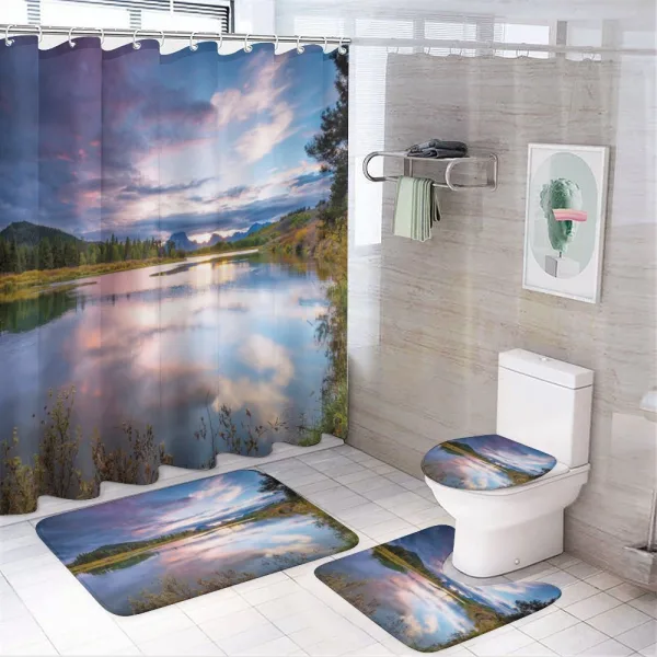 Sunset on Oxbow Bend on a shower curtain