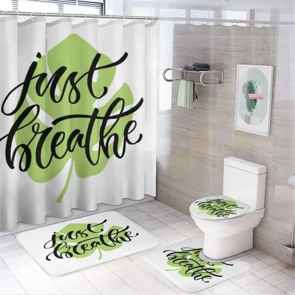 Tropic Leaf Words on a shower curtain