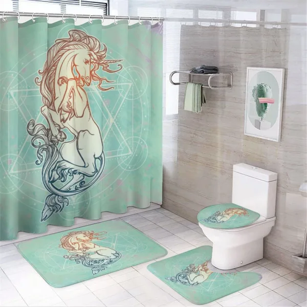 Unicorn on Geometry on a shower curtain