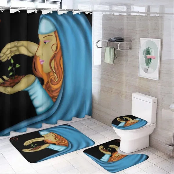 Virgo Lady Face on a shower curtain