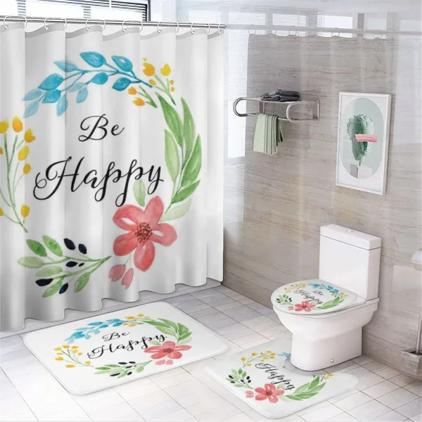 Watercolor Floral Wreath on a shower curtain