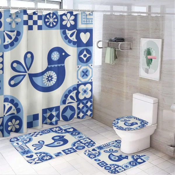 Azulejo with Bird on a shower curtain