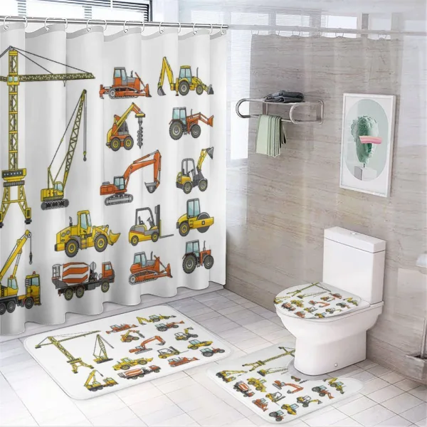 Cartoon Machinery on a shower curtain