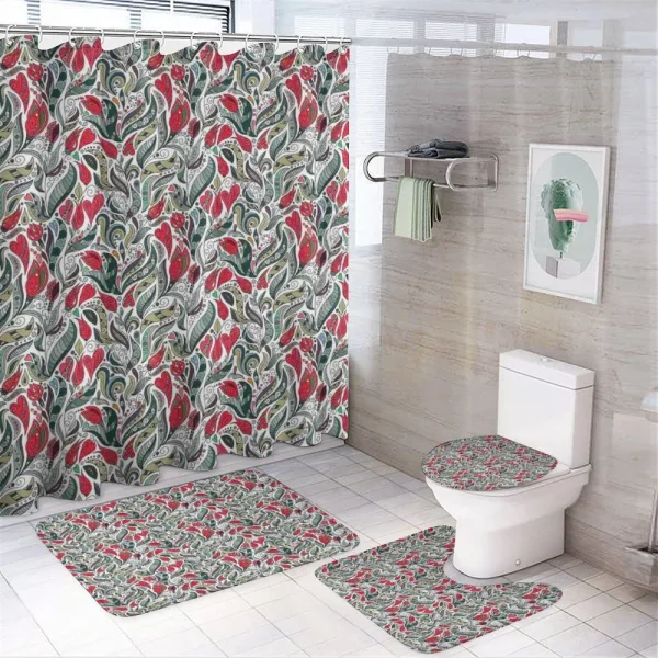 Colored Boho Flowers Leaf on a shower curtain