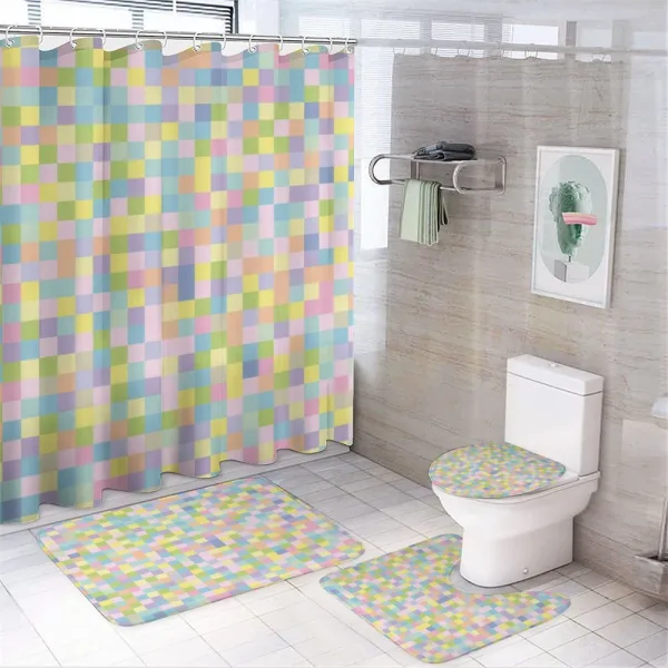 Colorful Squares Mosaic on a shower curtain