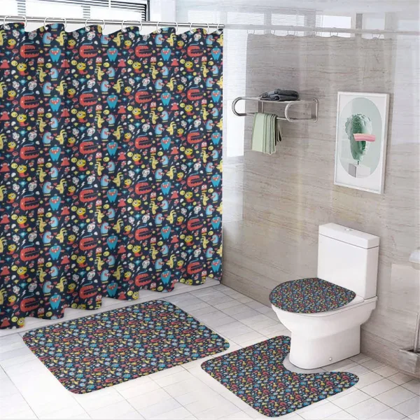 Creatures on a shower curtain