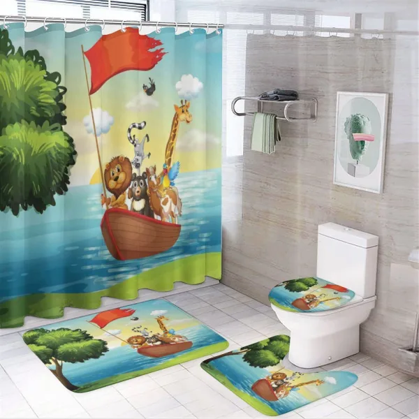 Funny Playful Animals Tree on a shower curtain