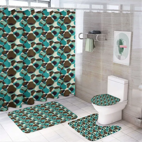 Grungy Geometric Circles on a shower curtain