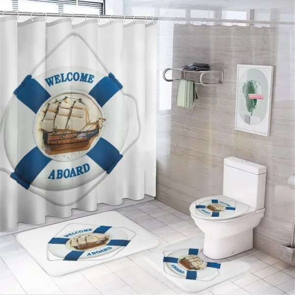 Life Buoy on the Wall on a shower curtain