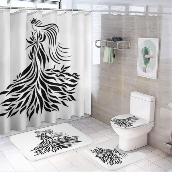 Princess in a Floral Dress on a shower curtain