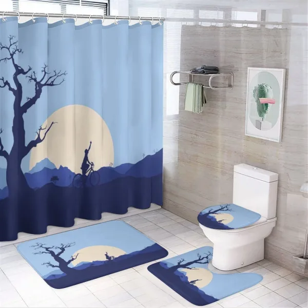 Rising Moon in Forest on a shower curtain