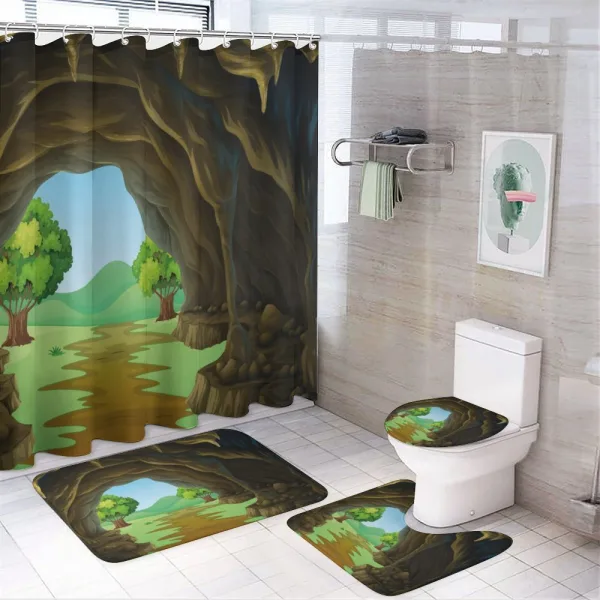Rock Shelter Countryside on a shower curtain