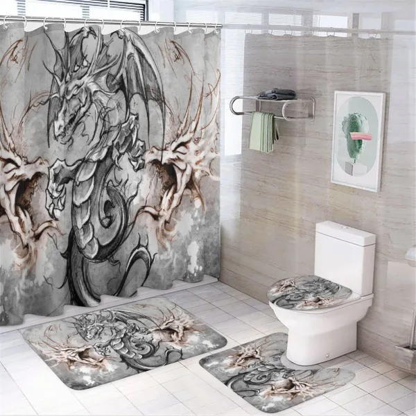 Scary Creature Sketch on a shower curtain