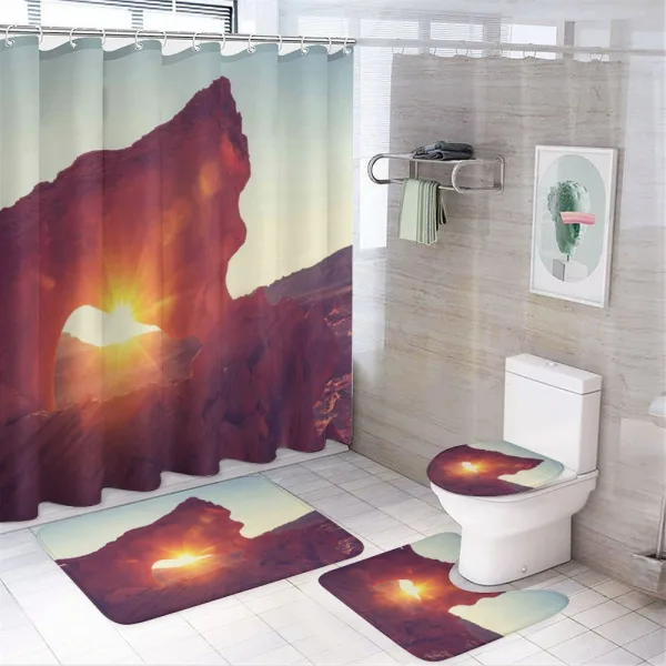 Sunrise American Desert on a shower curtain