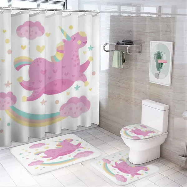 Unicorn with Star Rainbow on a shower curtain