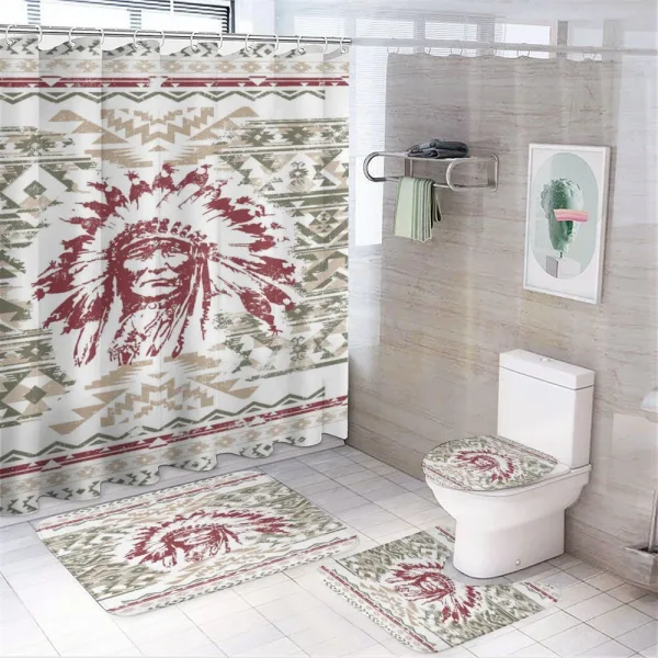 Vintage Portrait Grunge Design on a shower curtain